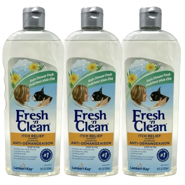 Fresh n Clean Itch Relief Dog Shampoo Rain Shower Fresh Scent 18 oz (3PK)  READ
