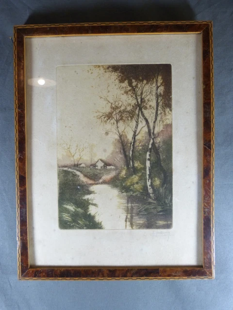 Gravure Signée Gisela Bührmann - 'Paysage De Parc' (1965) - Réalisme Allemand