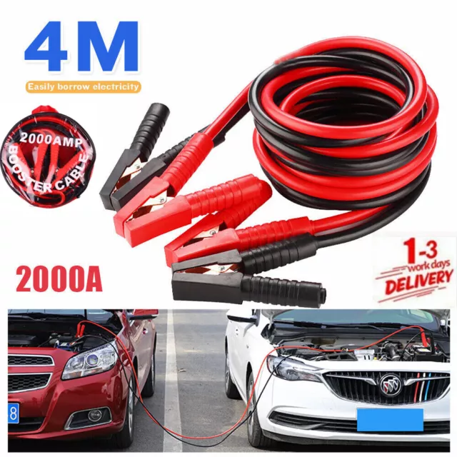 4M Heavy Duty Jump Leads 2000AMP Car Van Battery Starter Booster Cables Jumper