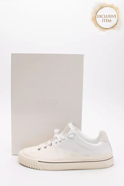 RRP€490 MAISON MARGIELA Leather Sneakers US7 UK6 EU40 Logo Flat Made in Italy