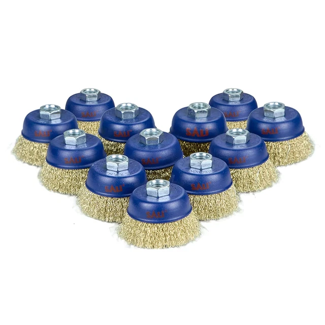 SALI 12 Pack Wire Cup Brush, 4 Inch Coarse Crimped Cup Brush for Grinders, with