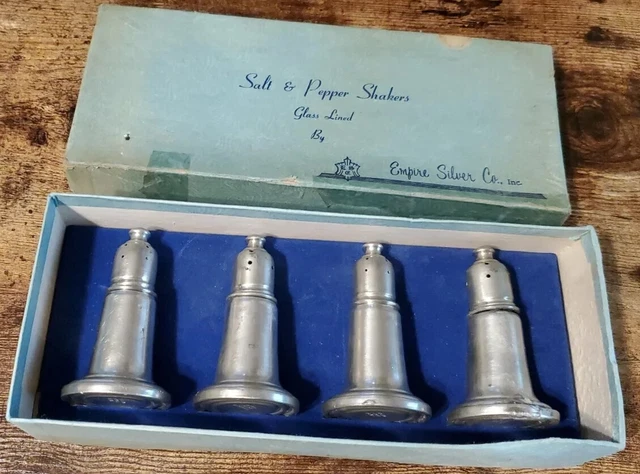 Empire Weighted Salt and Pepper Shakers Pewter 652 Great Condition
