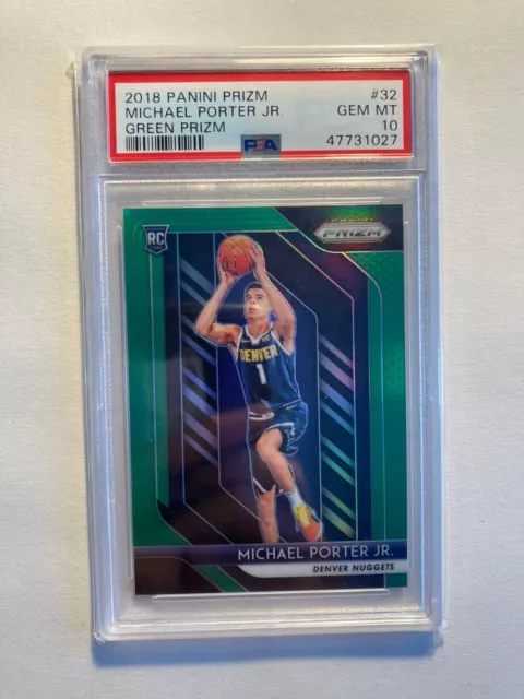 2018 NBA Panini Prizm Michael Porter Jr. Green Prizm Rookie Card RC #32 PSA 10!