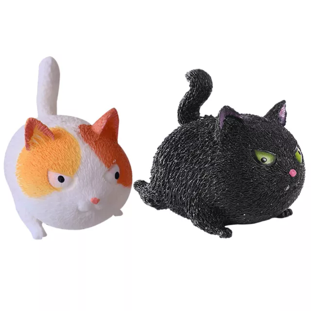 2 Pcs Angry Cat Pinch Toy Stretchy Ball Anti- Stress Toys Child