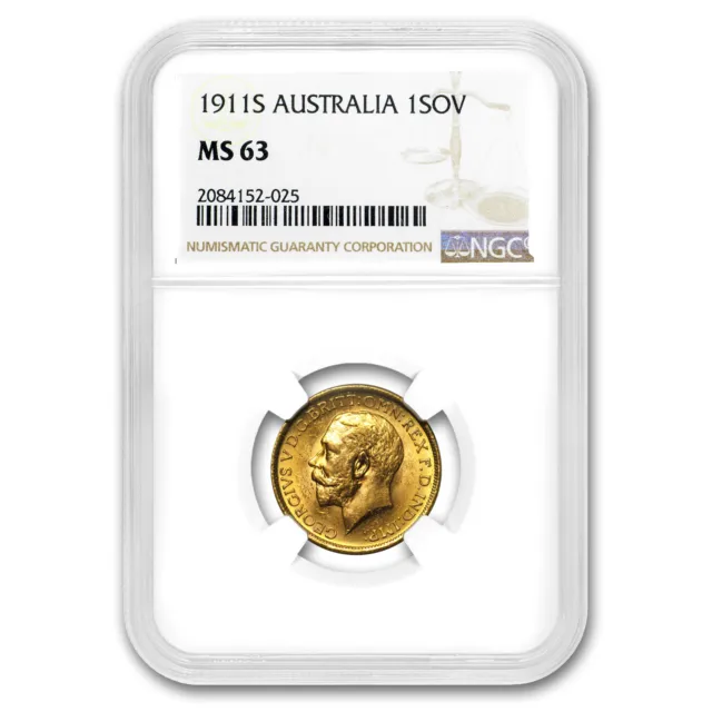 1911-S Australia Gold Sovereign George V MS-63 NGC