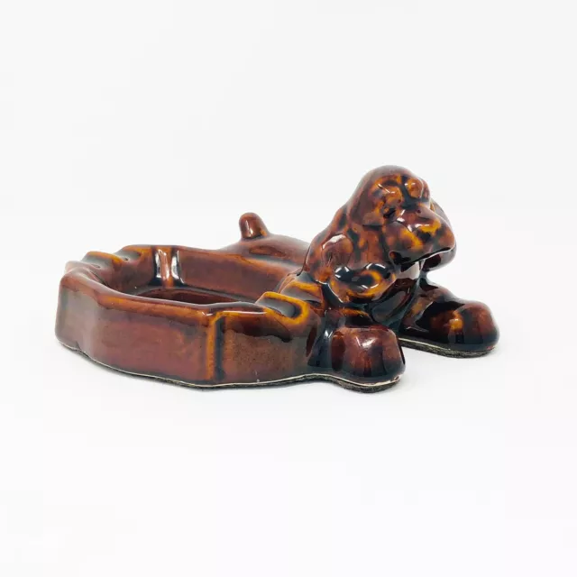 Vintage American Pottery Brown Cocker Spaniel Ashtray Felt Bottom