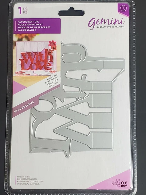 GEMINI CRAFTERS COMPANION Papercraft Die Words WITH LOVE (0.8mm depth ...