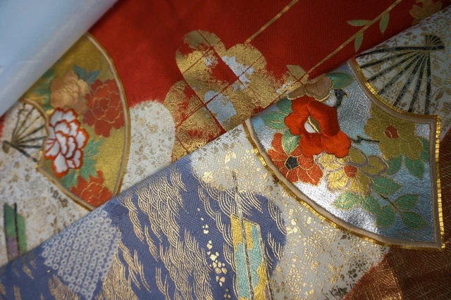 Japanese kimono SILK"FURISODE" long sleeves, Embroidery, Shibori, L64"..2726 11