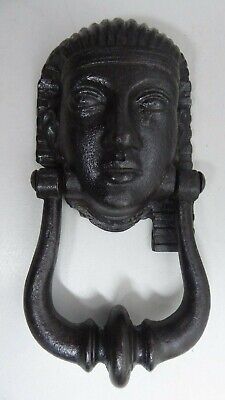 Antique Victorian Heavy Ornate Cast Iron Egyptian Head Door Knocker