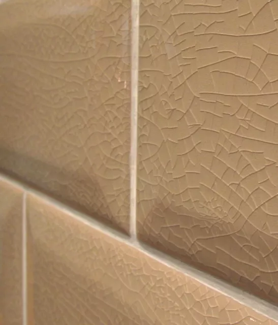 3x6 Light Brown Crackled Beveled Ceramic Tile Backsplash Wall (SAMPLE ORDER)