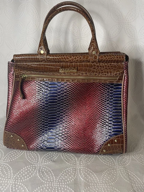 Samantha Brown Croc-Embossed Dowel Travel Bag Dark Red / Blue Brown Hard To Find