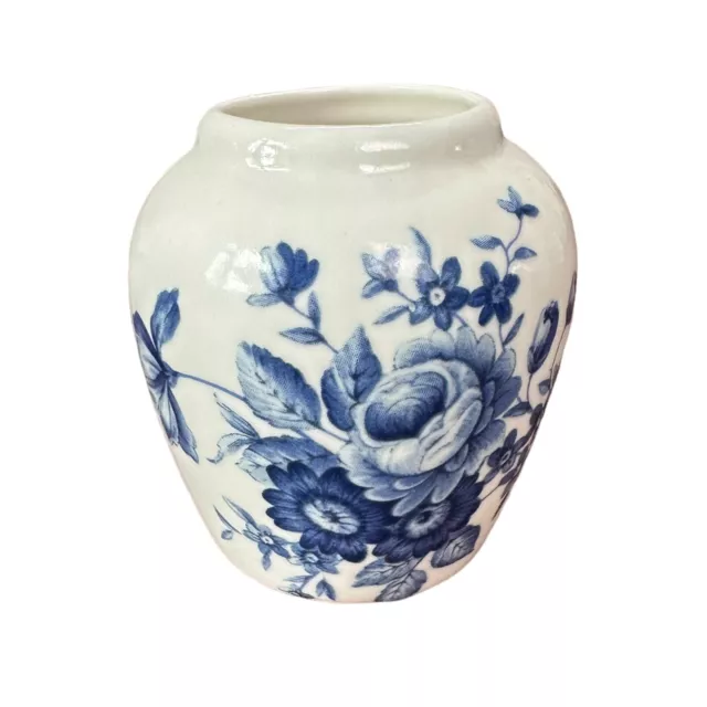 Southfields Miniature Vase White Blue Floral Fine Bone China 7cm Tall