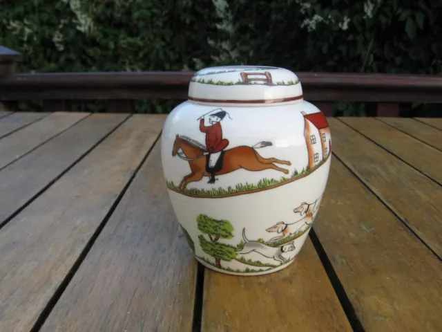 Crown Staffordshire Bone China Hunting Scene Ginger Jar *** Reduced To Clear***