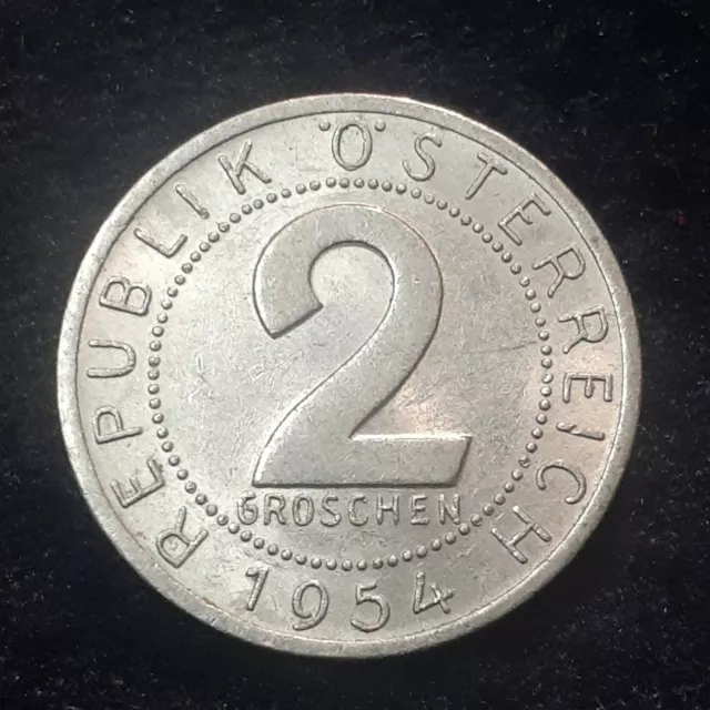1954 Austria 2 Groschen Coat of Arms 18.02mm coin.