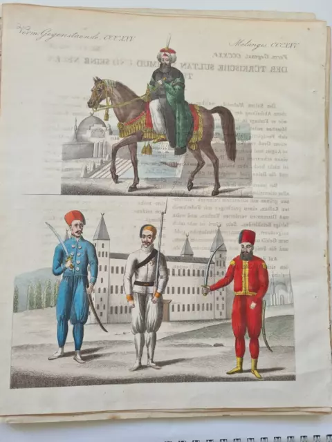 BERTUCH ORIGINAL ALTCOLORIERTER KUPFERSTCH ca. 1795 TÜRKISCHER SULTAN TRUPPEN