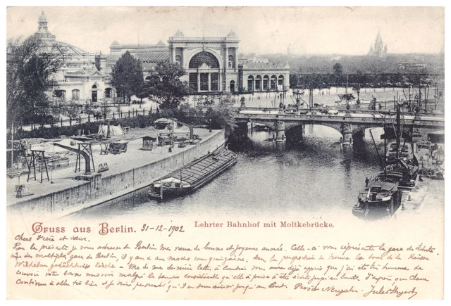 AK Gruss aus BERLIN  - Lehrter Bahnhof mit Moltkebrücke  1901    (A22)