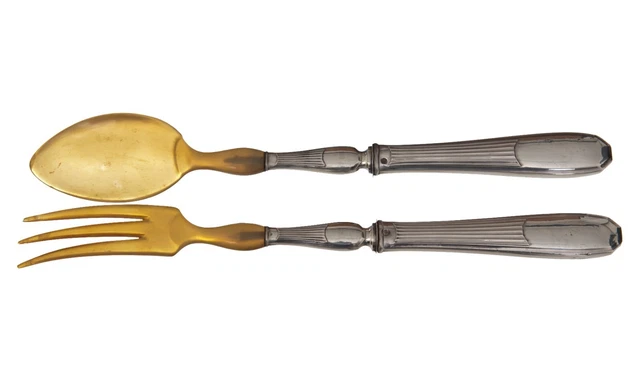 COUVERTS DE SERVICE A Salade Et A Decouper Manches Argent Poincon