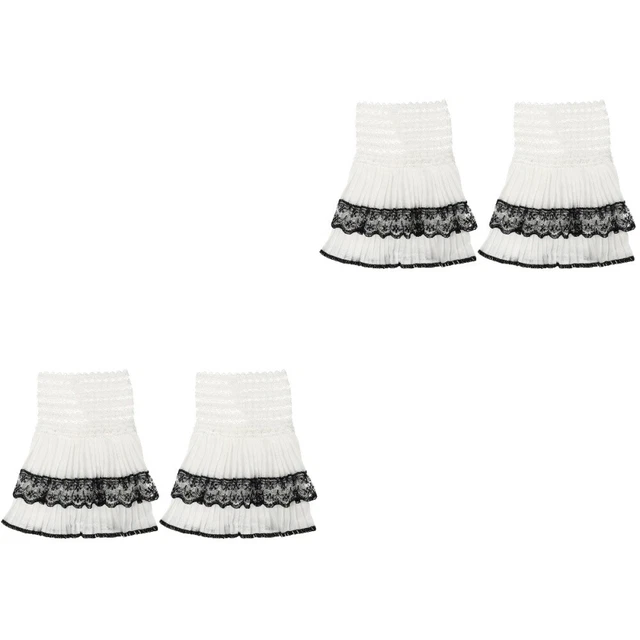 2 Pairs Poignets Décoratifs Dentelle Aux Brodés Fleurs Détachable Chemisier