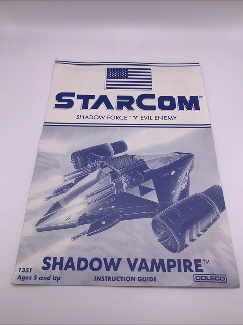 Coleco Starcom Shadow Vampire Instructions.  Vintage Original 1986 (00134)