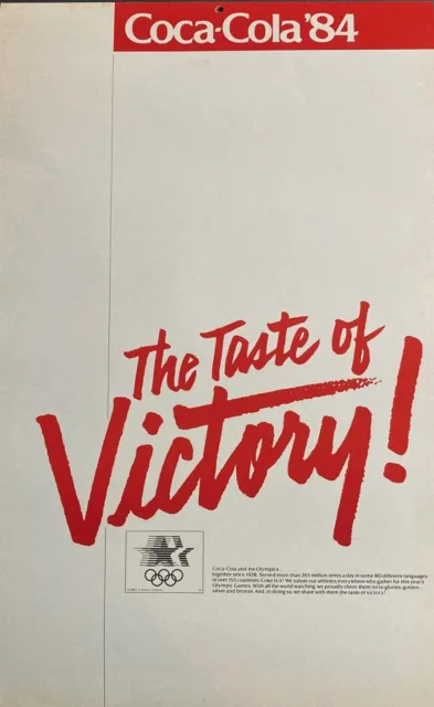 Unused 1984 Coca Cola Calendar "The Taste of Victory"  Coca Cola