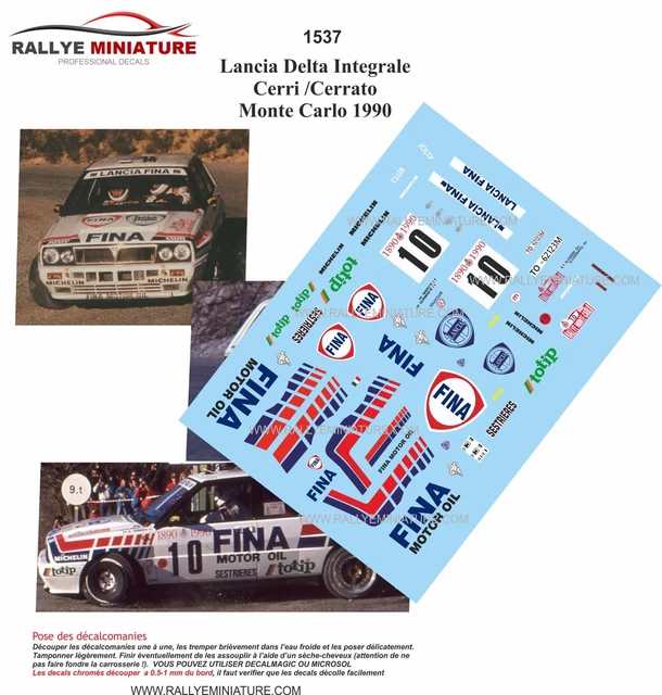 Décalcomanie / Autocollant 1:43 LANCIA DELTA INTEGRALE N°60 BONFILS Rallye Monte-Carlo 1994