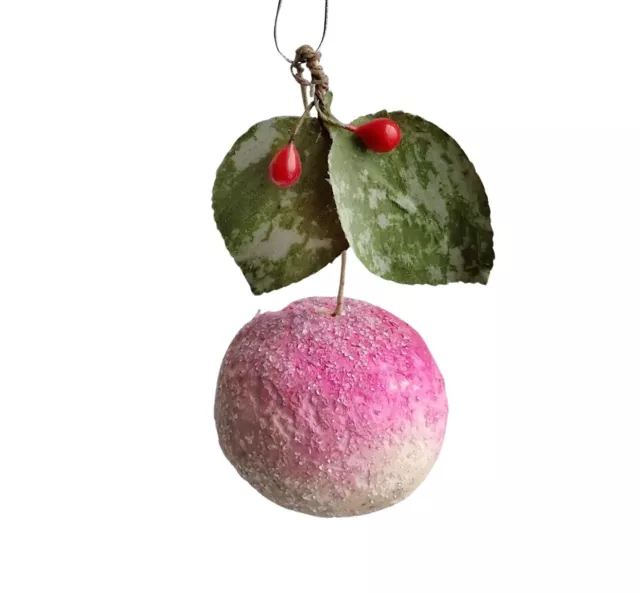 Antiker Christbaumschmuck / Frucht / Apfel aus Watte, ~ 1920  (# 17269)