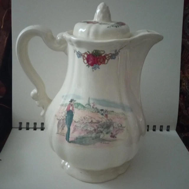 Caftiere théière en faïence de Sarreguemines model Obernai h.loux