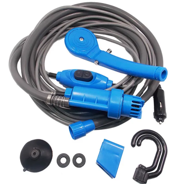 Portable Camping Shower Kit 12V Adjustable Water Pressure with Cable Pump Hose