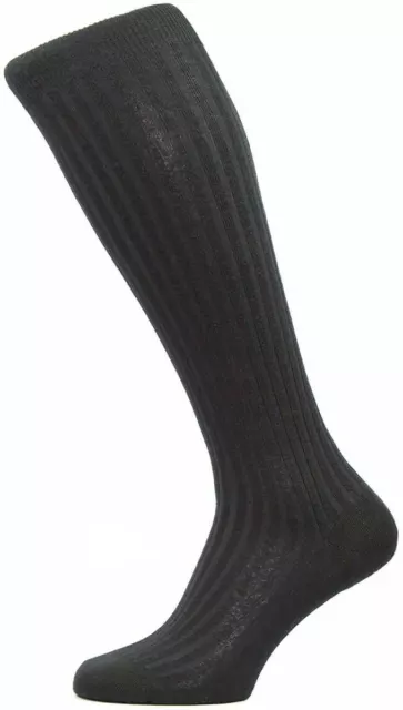 Pantherella Mens Laburnum Rib Over the Calf Merino Wool Socks - Black