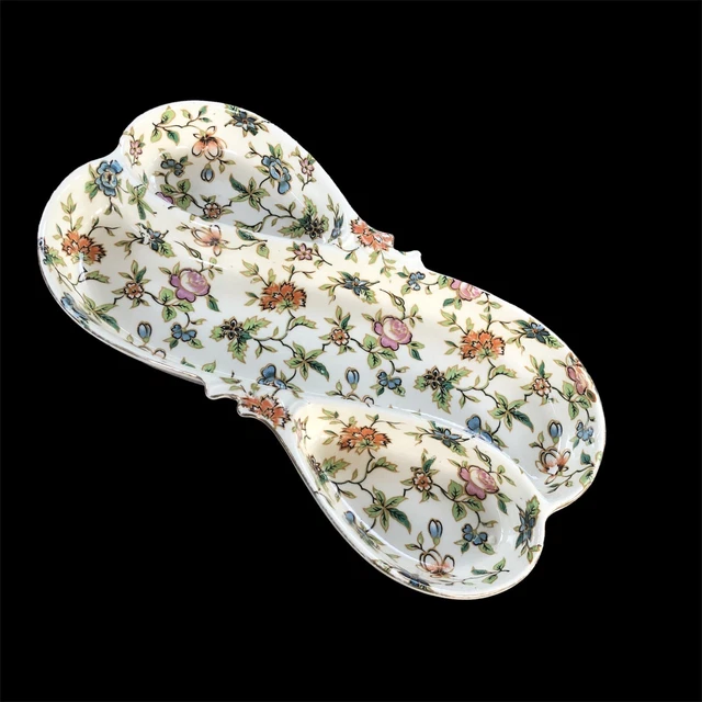 Japanese Chintz Moriama Mori-Machi Floral Divided Relish Dish Cottage