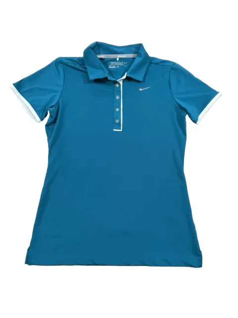 Nike Golf Tour Performance Dri Fit Polo Shirt Womens Size Small Aqua SWOOSH