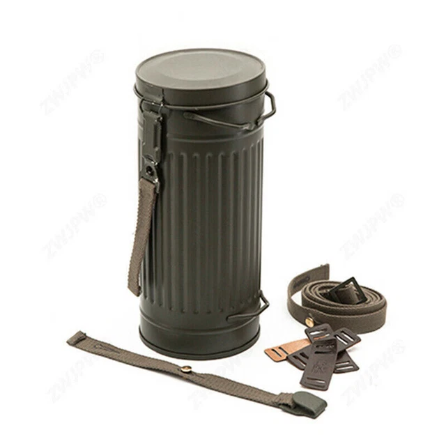 WW2 GERMAN BOX Military Army Gas Mask Canister Container With Strap ww2-german-box-military-army-gas-mask-canister-container-with-strap