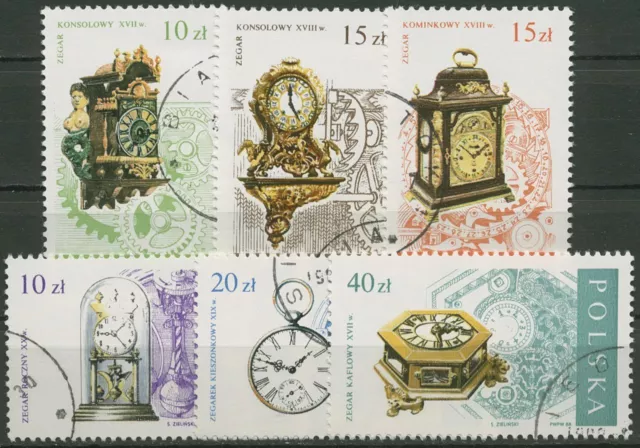 Polen 1988 Alte Uhren 3142/47 gestempelt