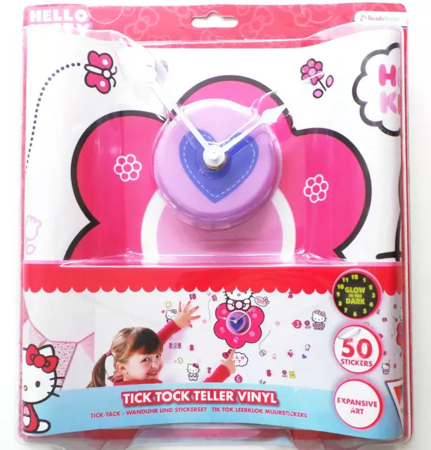 Hello Kitty Wand Uhr NEU Worlds Apart ready room glow leuchtet 50 Sticker kinder