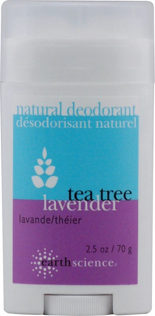 Desodorante natural para árbol de té lavanda de Earth Science, 2,5 oz