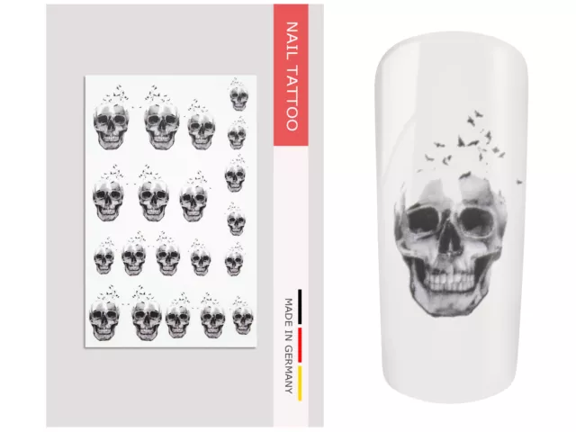 NailArt Nagel Wasser Tattoo Wrap Totenkopf Vogel Sticker Finger Aufkleber Design