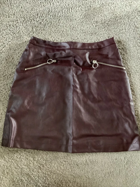 Burgundy leather hotsell skirt primark