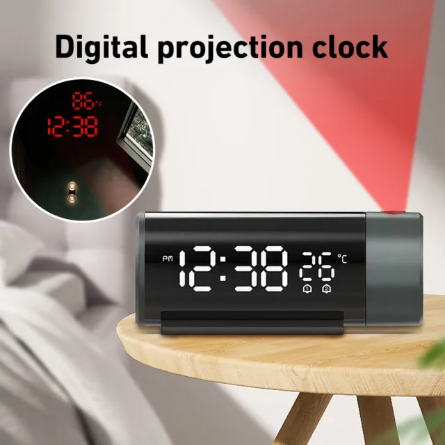 Digital Projektion Wecker USB Uhr Dimmen Wecker Mit Temperatur und Zeit Snooze 3