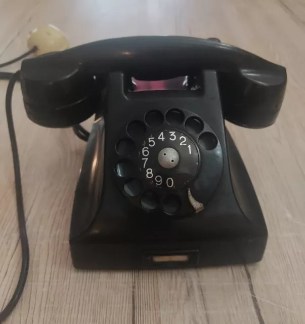 Teléfono Baquelita Negro Ericsson Años 60 Vintage