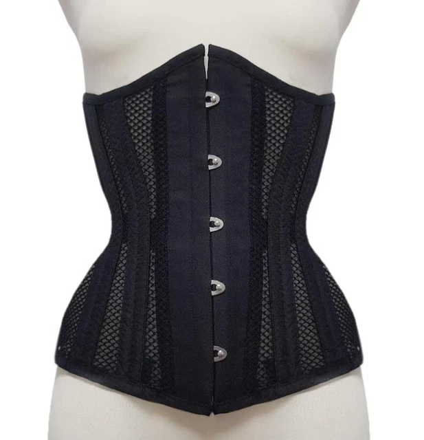 Bustier Corset En Satin Rose Et Noir Avec String - Taille M, Neuf Avec étiquettes