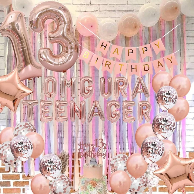 Official Teenager 13th Birthday Decorations for Girl Rose Gold, OMG UR A 3