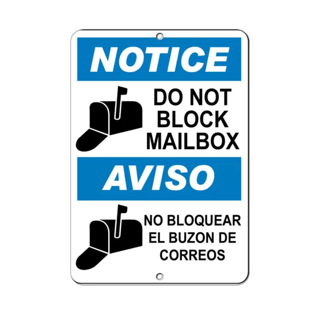 Aluminum Vertical Metal Sign Multiple Sizes Notice Do Not Block Mailbox Parking