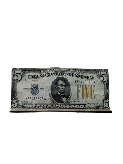 1934 A American North Africa WW2 Issue Five Dollar Silver Certificate US $5 Note