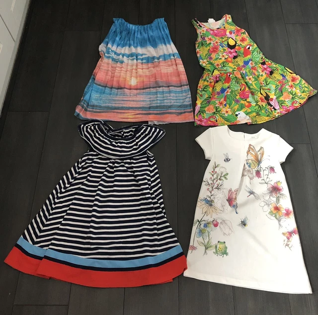 Girls Age 7-8 Yrs Bundle Of Summer Dresses, Zara, Next, H&M & Tu