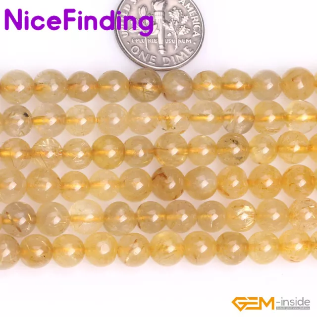 Wholesale Lot Natural Golden Rutilated Quartz Jewelry Making Loose Beads 15" DIY 3