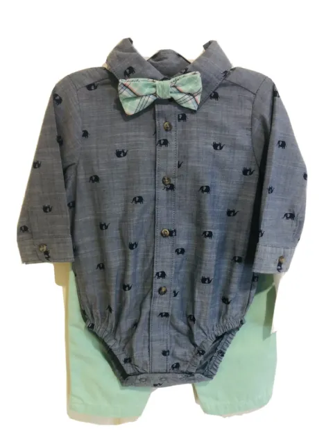 Just One You by Carter’s Boy’s 3-Piece Set Size 6 Months Elephants Blue Mint