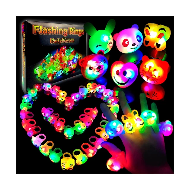 Wakestar 24 Pack LED Light Up Bumpy Rings Party Favors For Kids Prizes Box To...