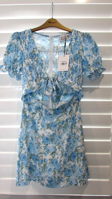 LADIES NEW HELLO Molly Blue Floral Dress in size 8/S Lined. $29.99 - PicClick AU