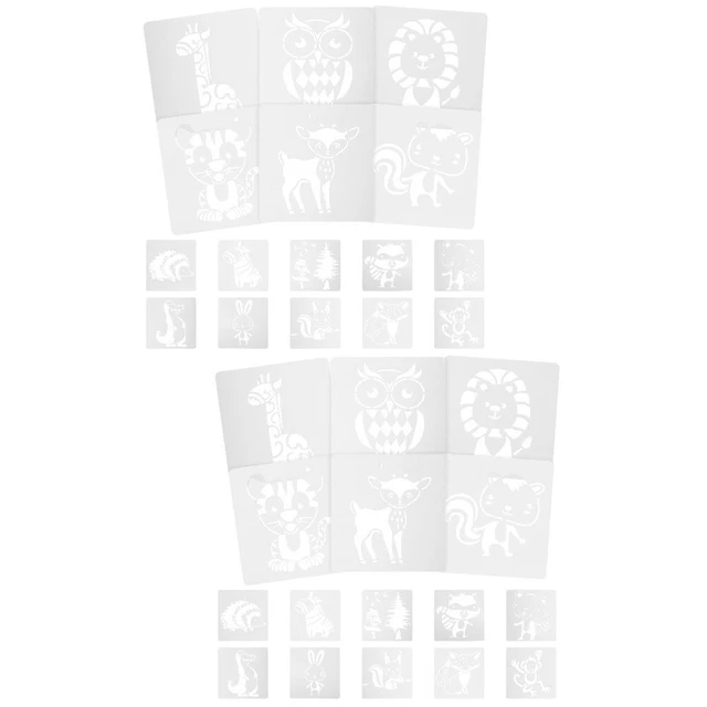 Lot De 4 Pochoirs Dessin Animaux Pour Enfants – Plastique Transparent, Règle 15 Cm – Modèles De Peinture, Fête, Activités Créatives - 7