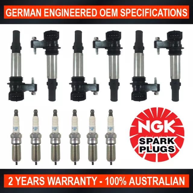 6x Genuine NGK Platinum Spark Plugs & 6x Ignition Coils for Holden Commodore VZ